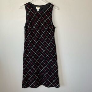 Vintage Talbots 100% Wool Plaid Sleeveless Jumper Midi Dress Size 6 Made in USA